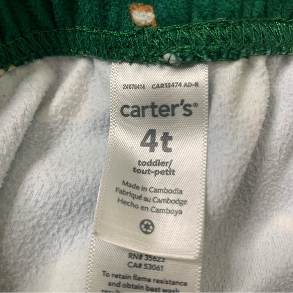 CARTERS Christmas/Festive Santa Fleece 2 Piece Button Down Pyjamas Green Boys 4T - Picture 11 of 13